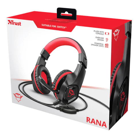 Trust audifonos alambricos gxt 404r rana gaming para nintendo switch cable 3.5mm negro 23439