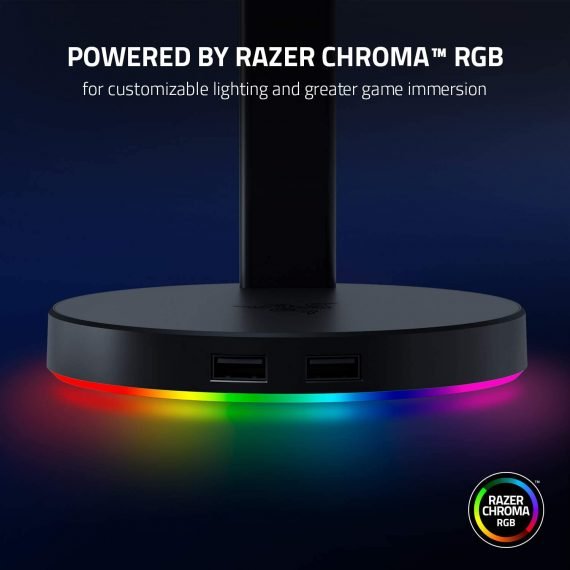 Razer Base Station V2 Chroma: iluminación RGB Chroma, base de goma antideslizante, diseñada para auriculares para juegos, negro clásico