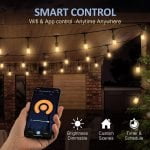 Guirnalda luminosa de exterior, cadena de luces para patio, luz blanca cálida, control inteligente por aplicación o Alexa, 49 o 98 pies