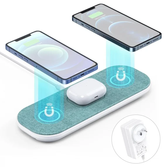 CHOETECH T569-S Magleap Almohadilla de carga inalámbrica magnética 3 en 1 con adaptador de CA