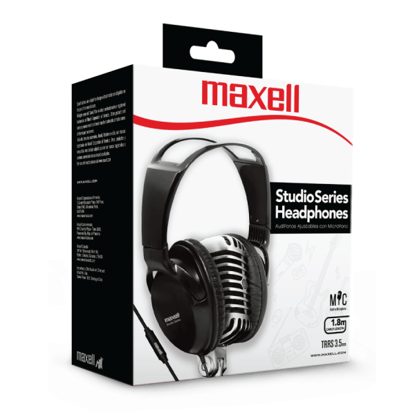 Maxell audífonos con micrófono st-2000 studio la full size headphones black cable 3.5mm negro
