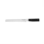 KitchenAid Gourmet - Cuchillo Santoku de triple remache forjado con cubierta de hoja de ajuste personalizado, 5 pulgadas, cuchillo de cocina afilado, hoja de acero inoxidable japonés de alto carbono, negro