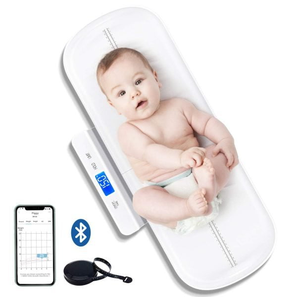 UNICHERRY Báscula Bluetooth para bebés, báscula multifunción para mascotas y bebés con 4 modos de medición, báscula de peso para bebés con aplicación, báscula pediátrica precisa para recién nacidos (28 pulgadas)