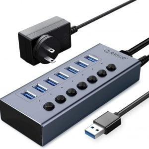 ORICO Hub USB 3.0 con fuente de alimentación (7 puertos, gris)