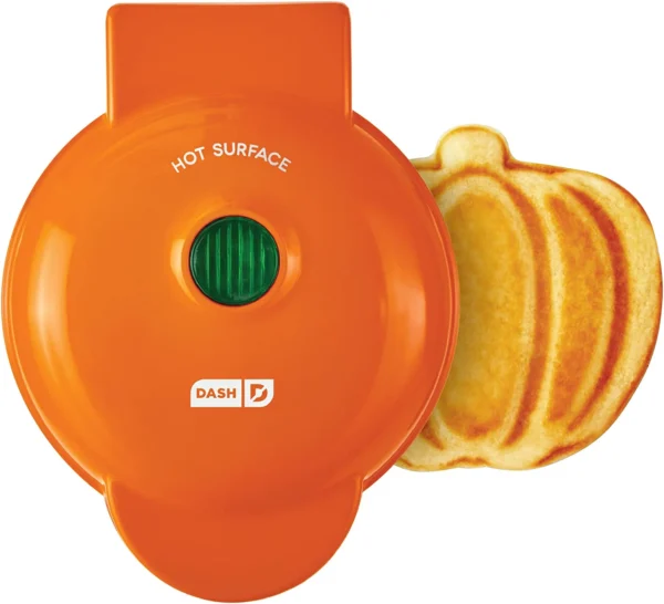 DASH DMWP001OR - Mini máquina para gofres individuales, marrón hash y chaffles keto con superficies antiadherentes fáciles de limpiar, 4 pulgadas, calabaza naranja