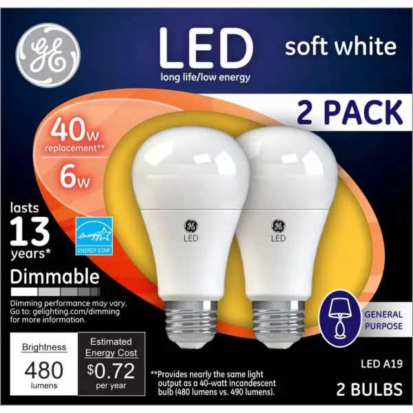 Bombilla LED GE 40w 2pk blanca