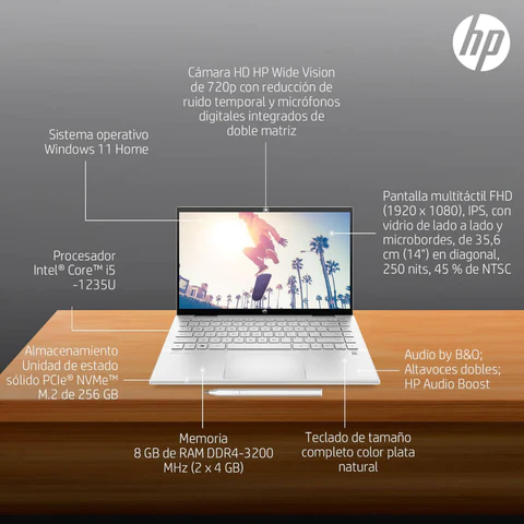 HP Notebook Pavilonx360 14-dy2002la 14"Intel Corei5-12xxxU 8GB 256GB win11 6F7T2LA#ABM