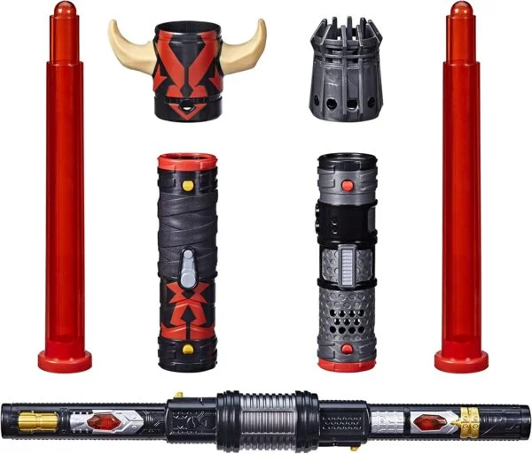 Star Wars Sable de luz Forge Darth Maul - Juguete electrónico de doble hoja con sable de luz rojo, juguete de juego de rol personalizable para niños a partir de 4 años