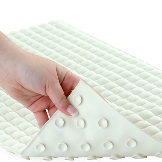 SlipX Solutions El tapete de baño de seguridad con parte superior de almohada color crema proporciona lo mejor en comodidad acolchada y resistencia al deslizamiento (más de 700 bolsillos llenos de aire, 200 ventosas, goma natural)
