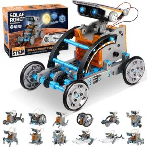 mababa Kit de construcción de robot solar 12 en 1 para niños, kit de creación educativa STEM de 190 piezas con motor motorizado alimentado por energía solar y engranajes para niños y niñas de 8 a 12 años.