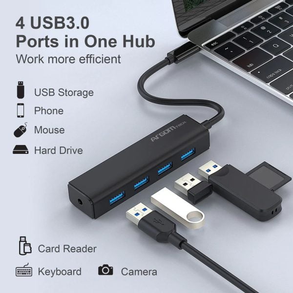 HUB Argom USB C con 4 puertos USB 3.0 ARG-UB-0090