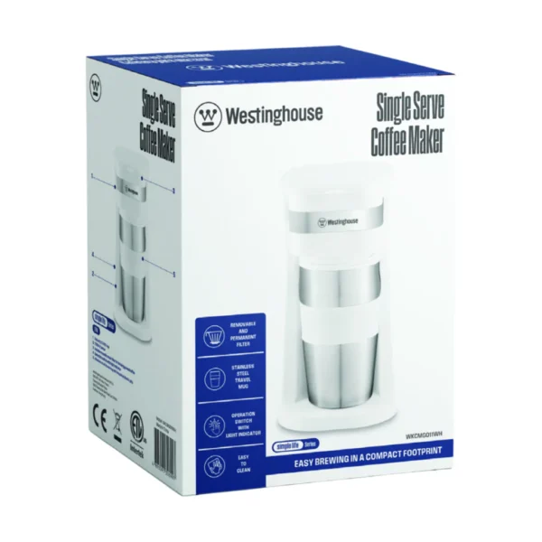 Westinghouse cafetera individual con mug térmico blanca -WKCMGO11WH